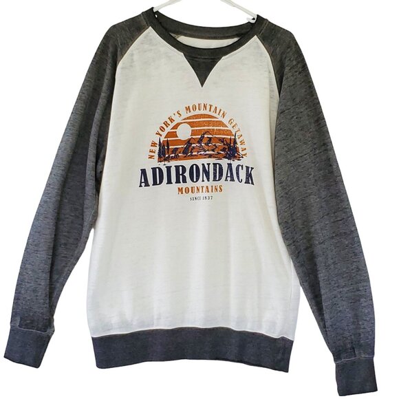 New York Adirondack Mountains Sweatshirt L Long Sleeve Crewneck Tourist - Picture 1 of 9
